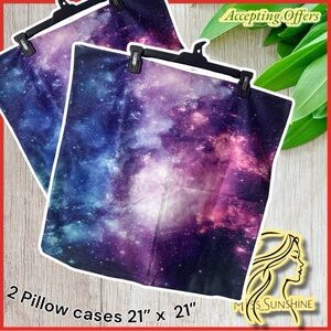 2 identical Universe PILLOW CASES 21 x 21 IN  - soft smooth and Milky Way galaxy